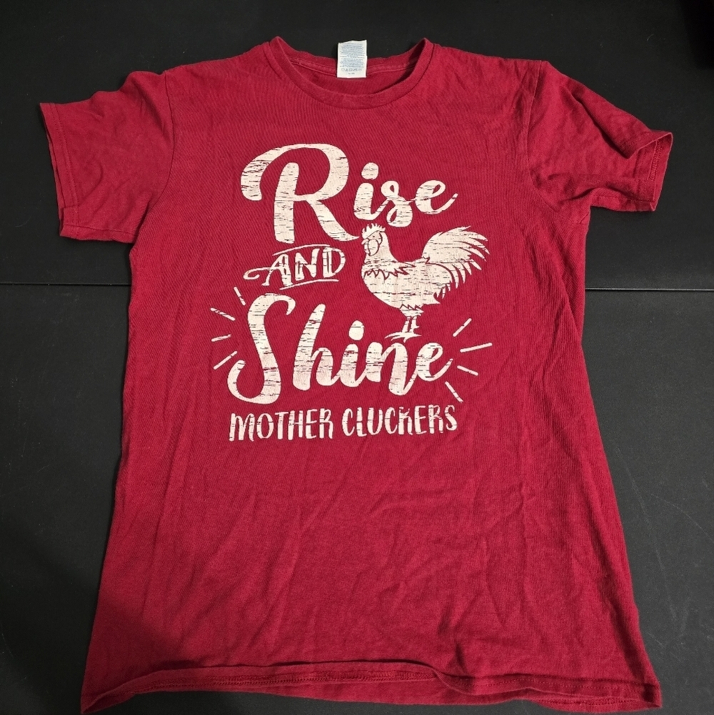 Delta Pro Weight Rise And Shine Mother Cluckers Graphic Tshirt Womens Small